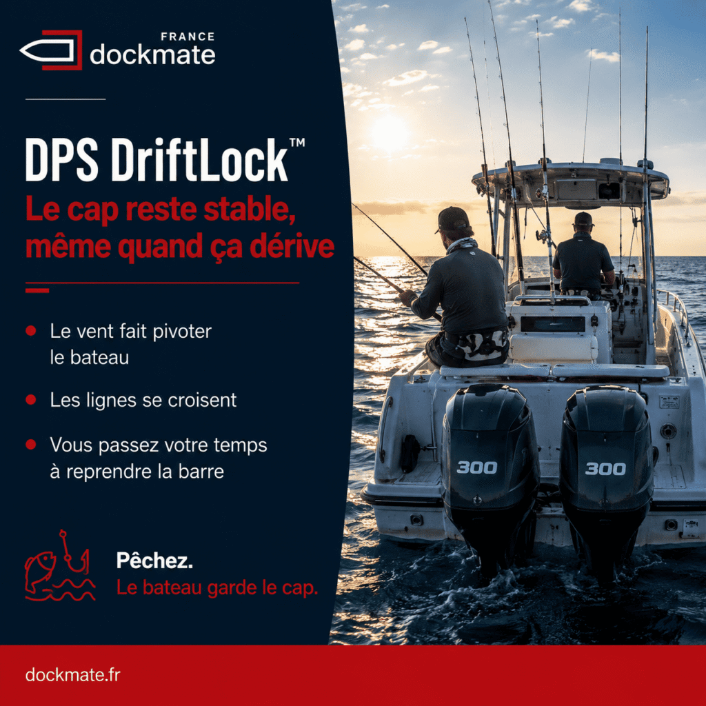 Empêcher le bateau de dériver avec DriftLock™ de Dockmate pendant une partie de pêche en mer.